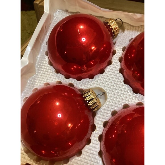 Christmas By Krebs Designer Glass Bulb Ornaments Candy Apple Red 6 Bulbs Per Box - Picture 12 of 12
